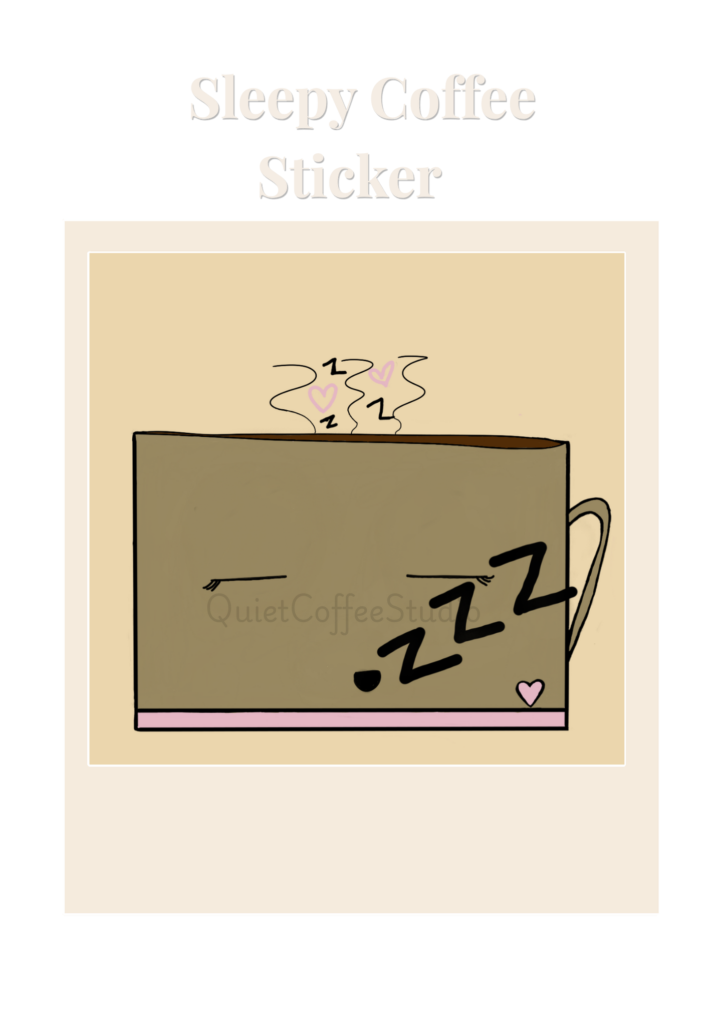Sleepy Coffee Sticker (Digital Download) | Cute Cosy Aesthetic | Printable Sticker | Quiet Coffee Studio