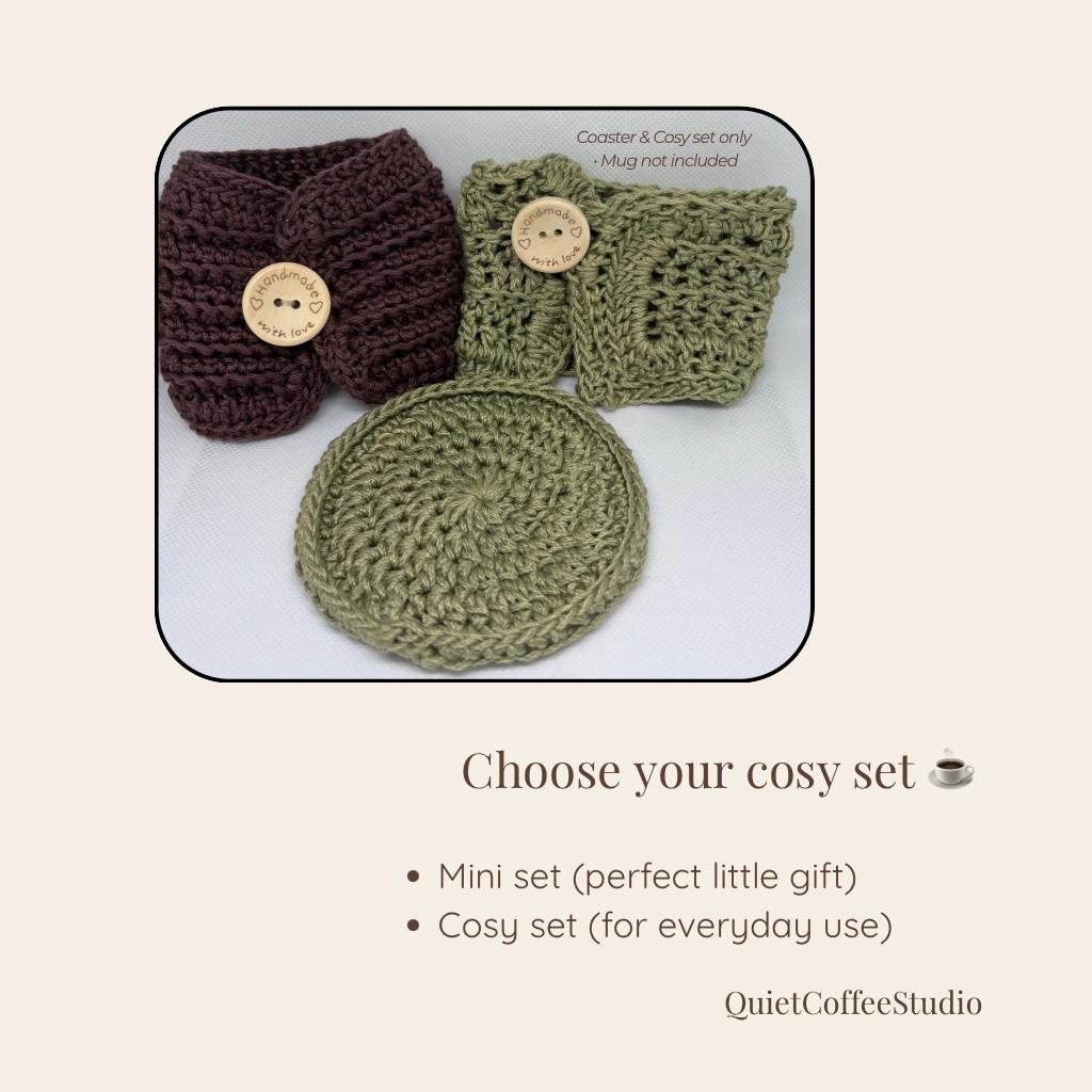 Crochet Coffee Coaster Set, Handmade Cotton Coasters, Coffee Lover Gift, Cottagecore Kitchen Decor, Housewarming Gift, Coffee Bar Decor