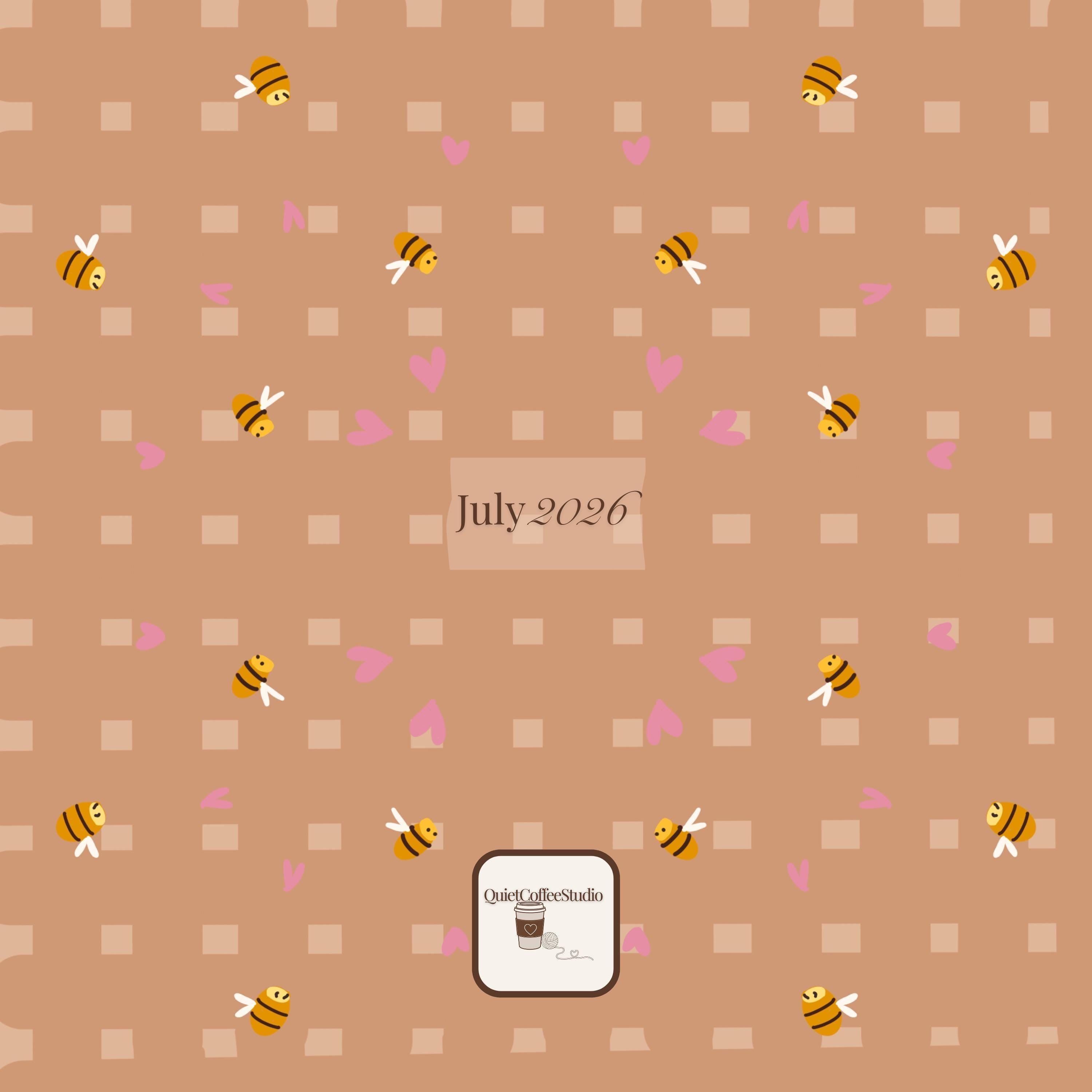 Kawaii Bee Wallpaper Bundle, Cute iPhone Wallpaper, Cozy Coffee Aesthetic, iPad Desktop Laptop Background, Cottagecore Digital Download