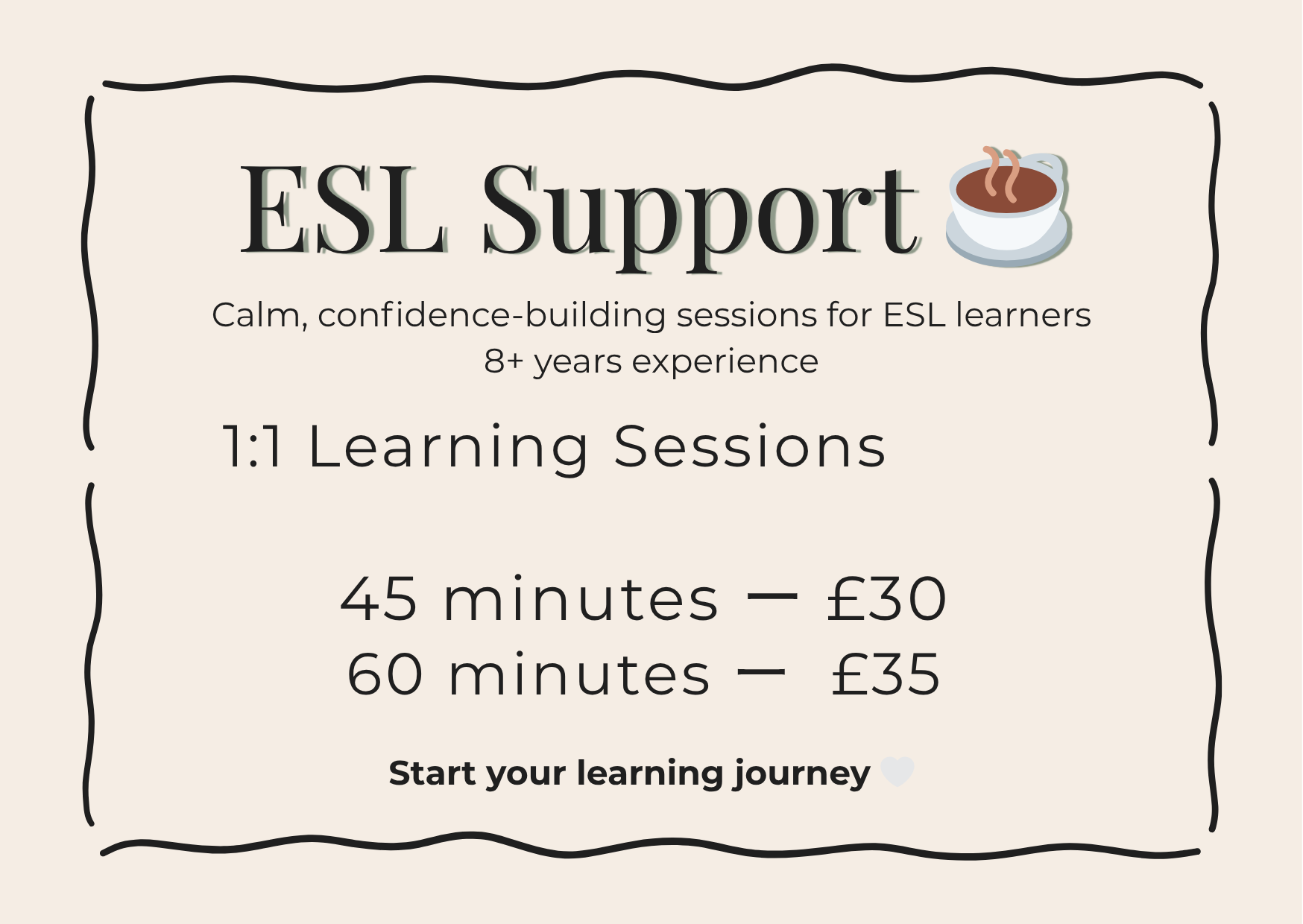 The Cosy Learning Package (45 or 60 minutes)