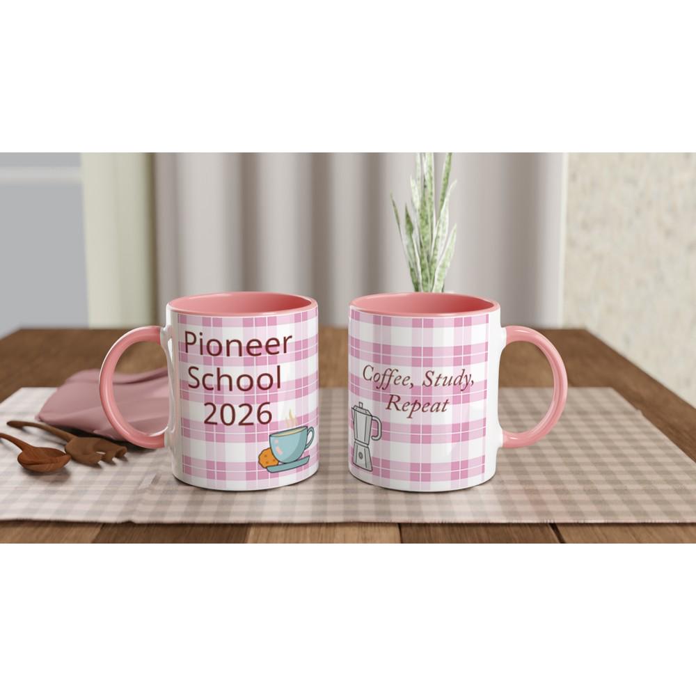 Personalised Pioneer School 2026 Mug Custom Coffee Mug Ceramic Tea Cup Bible Study Mug Custom Quote Gift Coffee Lover Gift Pink Plaid Mug