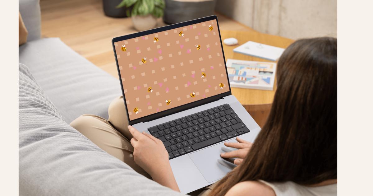 Kawaii Bee Wallpaper Bundle, Cute iPhone Wallpaper, Cozy Coffee Aesthetic, iPad Desktop Laptop Background, Cottagecore Digital Download