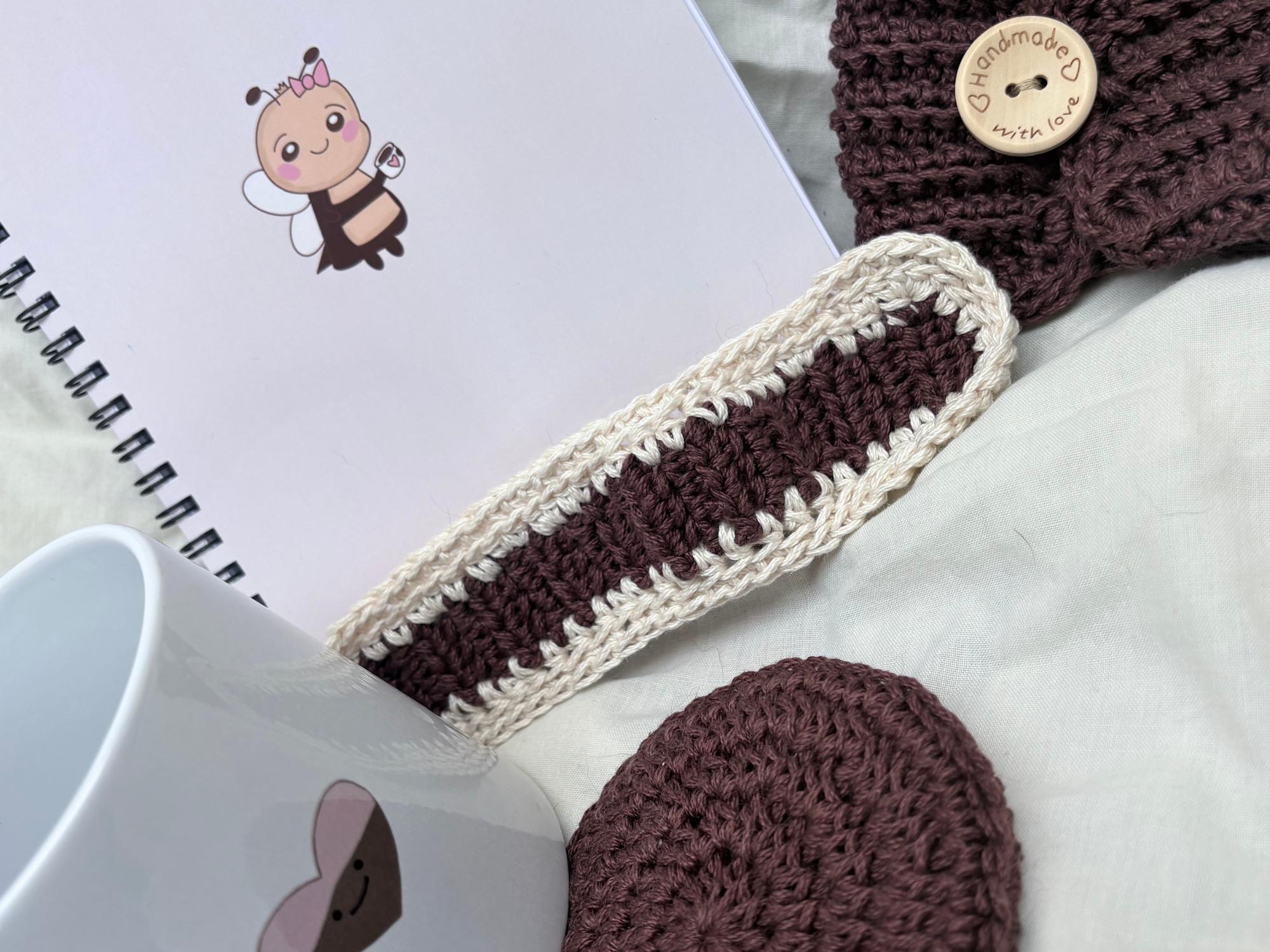 Crochet Study Gift Set, Coffee Lover Gift Box, Handmade Mug Cosy Bundle, Cottagecore Desk Decor, Student Gift for Her, Journaling Kit