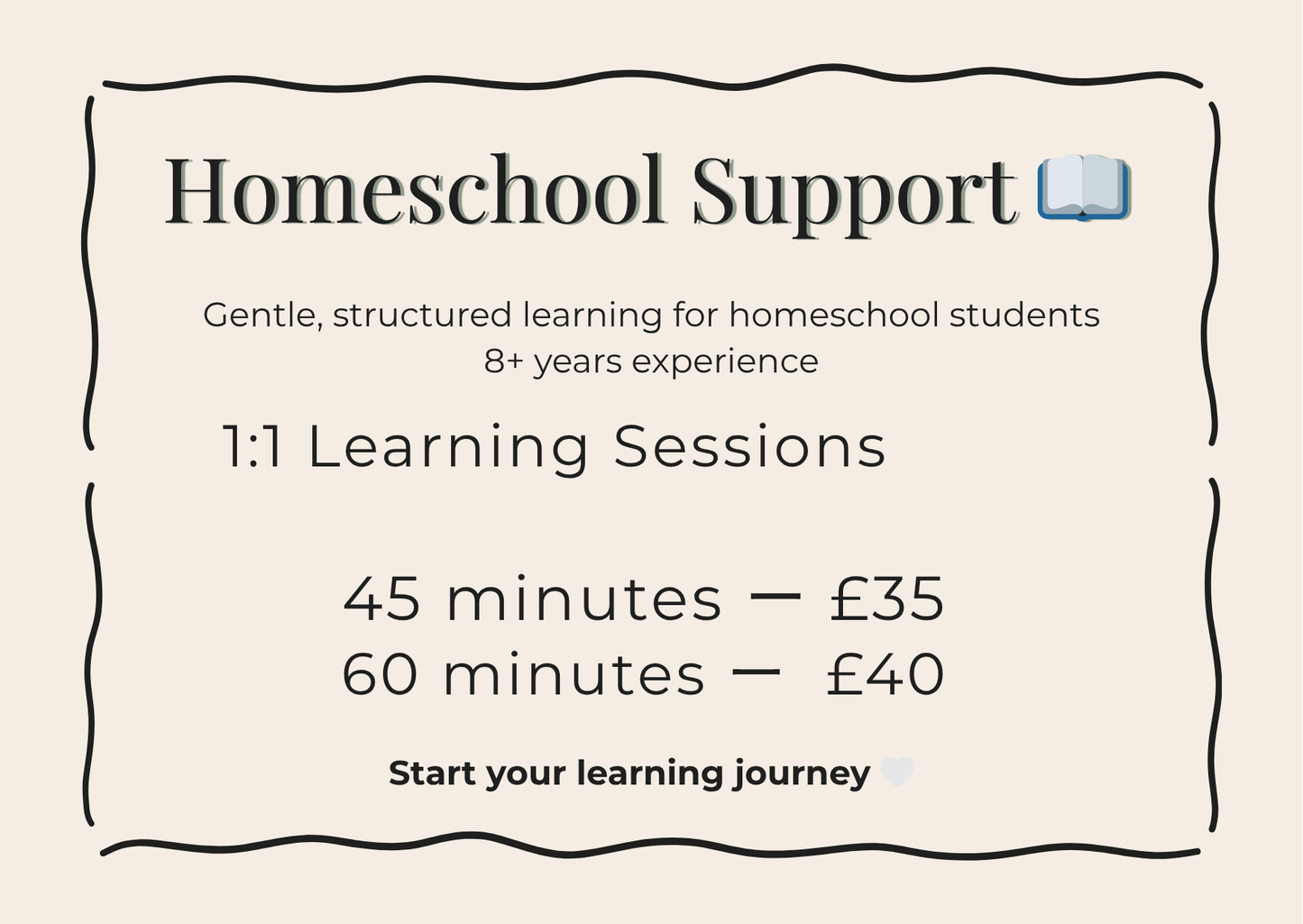 The Cosy Learning Package (45 or 60 minutes)
