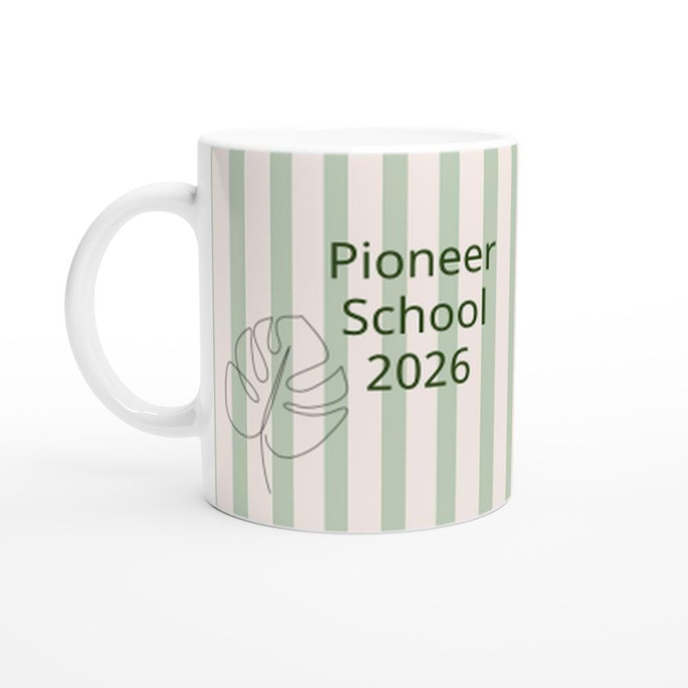 Pioneer School 2026 Mug Ceramic Coffee Mug Pioneer School Gift Bible Study Mug Christian Coffee Cup Green Striped Mug Keepsake Gift