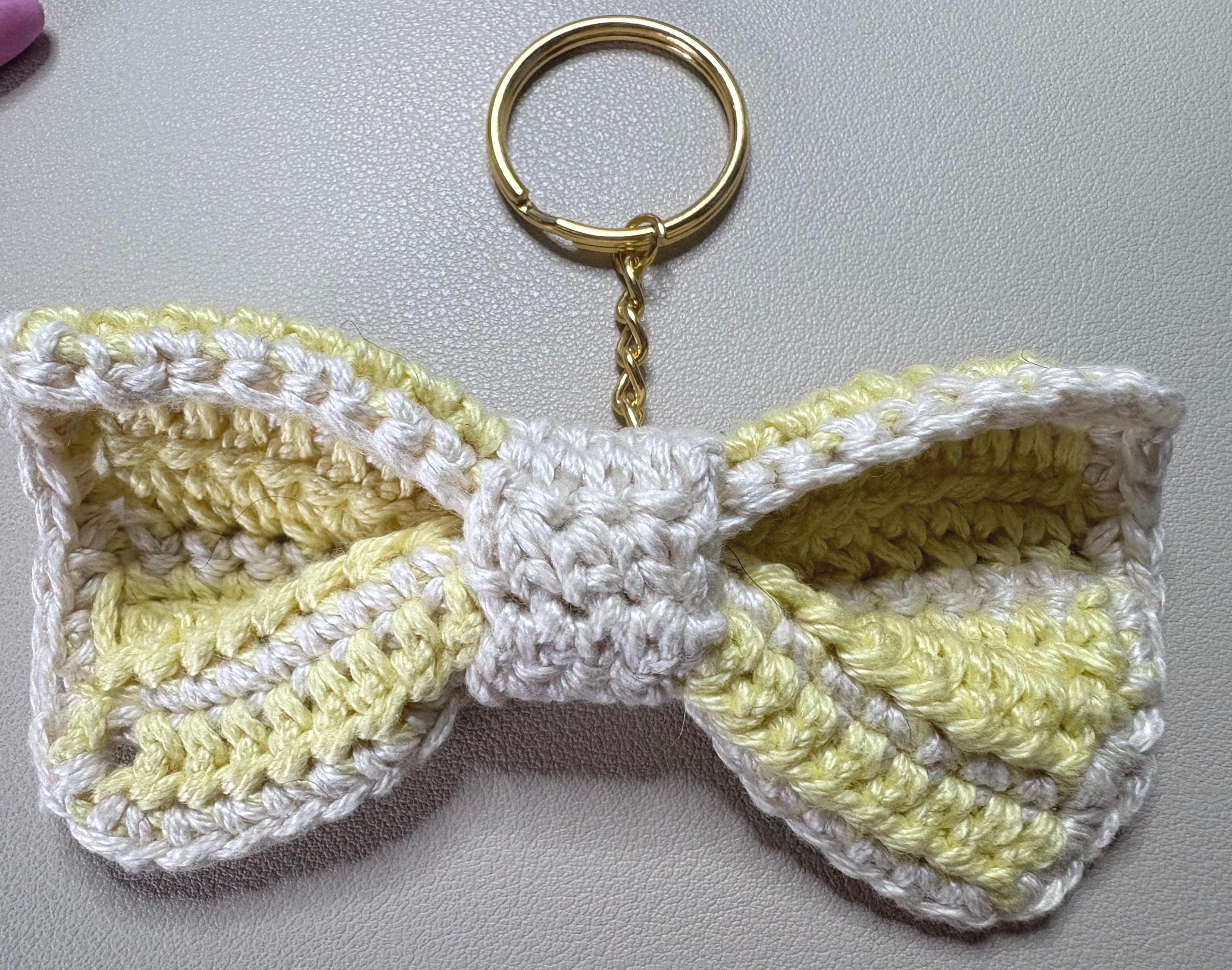 Crochet Bow Keyring, Cute Coquette Bag Charm, Handmade Cotton Keychain, Aesthetic Purse Charm, Cottagecore Gift for Her, Teacher Gift