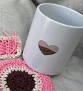 Heart Pink Ceramic Mug, Kawaii Coffee Cup, Cute Aesthetic Mug Gift for Her, White Interior Matcha Cup, Happy Face Coffee Lover Gift