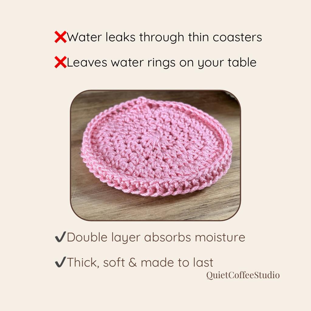 Crochet Coffee Coaster Set, Handmade Cotton Coasters, Coffee Lover Gift, Cottagecore Kitchen Decor, Housewarming Gift, Coffee Bar Decor