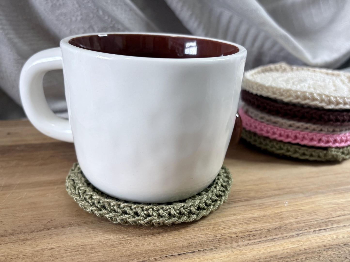 Crochet Mug Cosy Set | Green Coffee Lover Gift