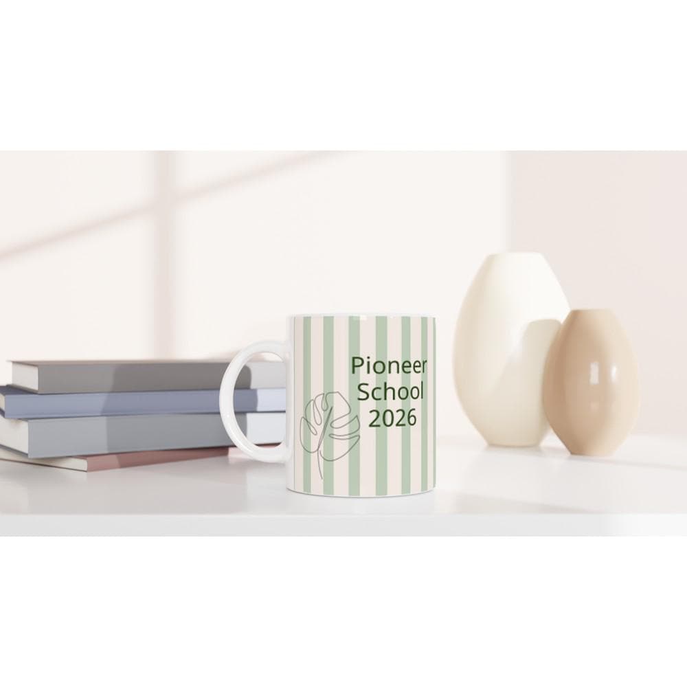 Pioneer School 2026 Mug Ceramic Coffee Mug Pioneer School Gift Bible Study Mug Christian Coffee Cup Green Striped Mug Keepsake Gift