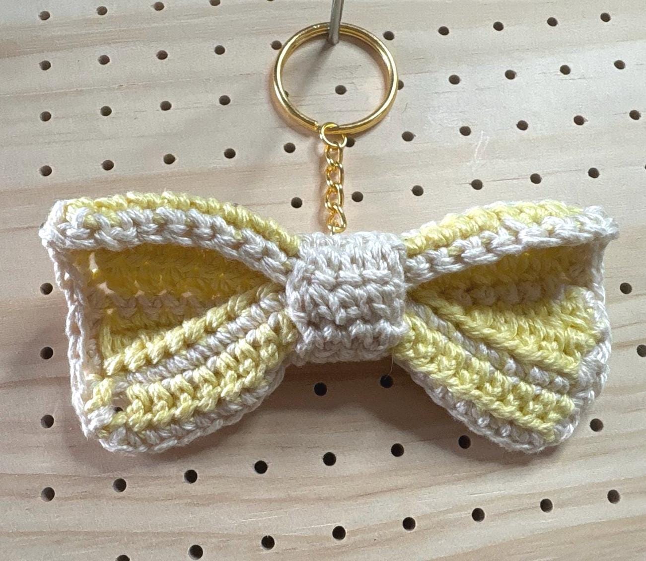 Crochet Bow Keyring, Cute Coquette Bag Charm, Handmade Cotton Keychain, Aesthetic Purse Charm, Cottagecore Gift for Her, Teacher Gift