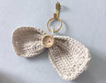 Crochet Bow Keyring Bag Charm, Handmade Cotton Gift for Her, Teacher Gift, Graduation Present