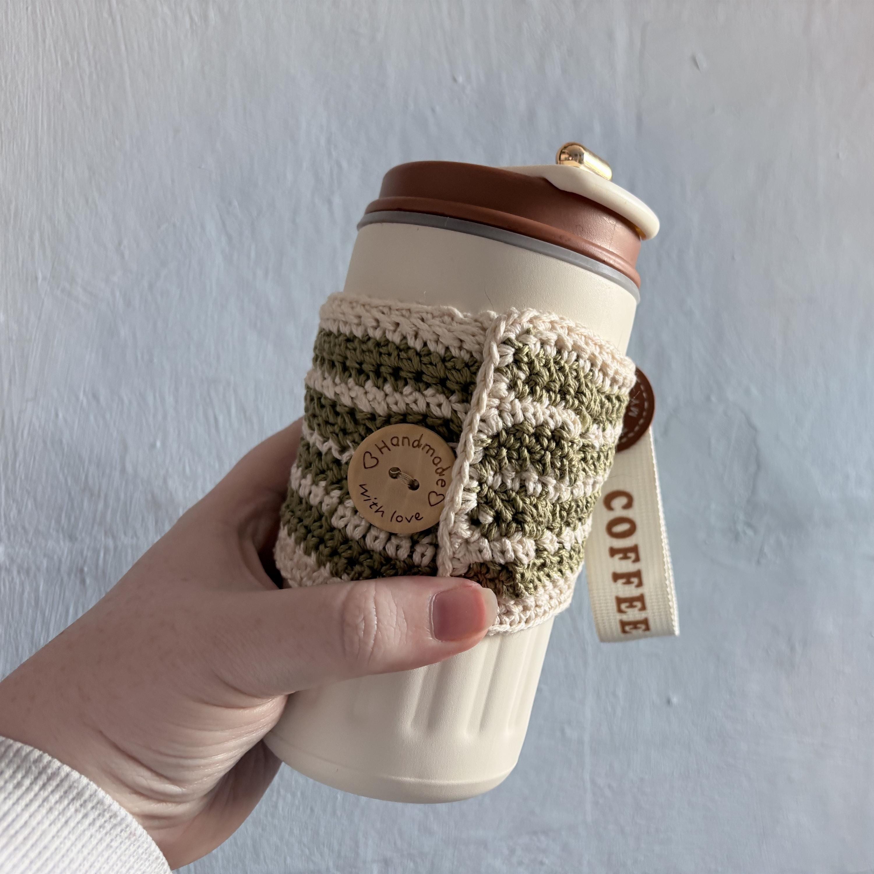 Crochet Coffee Mug Sleeve , Reusable Cup Cozy, Handmade Cotton Cup Warmer, Coffee Lover Gift, Cottagecore Kitchen, Eco Friendly Mug Cosy,