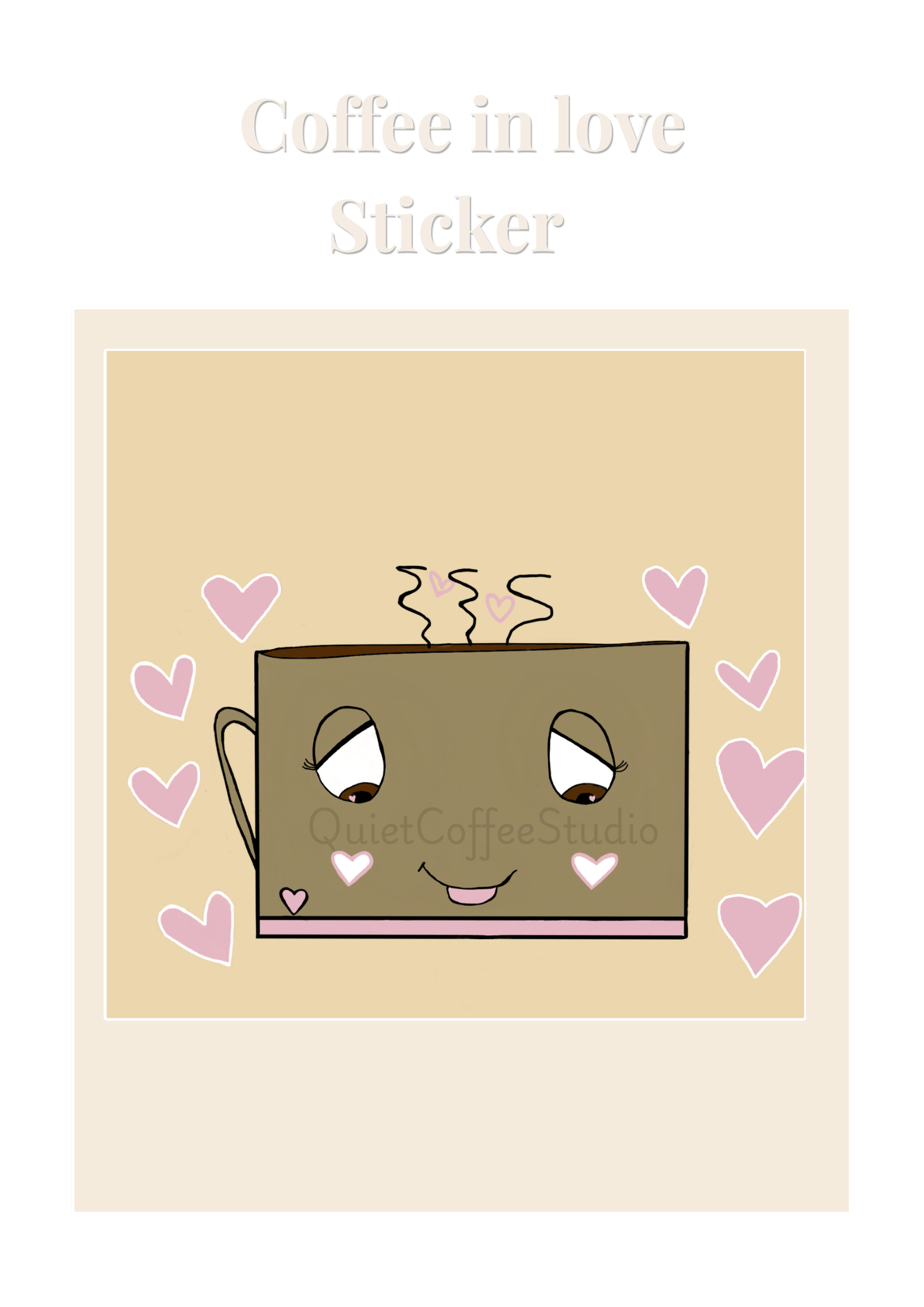 Coffee In Love Sticker (Digital Download) | Cute Cosy Aesthetic | Printable Sticker | Quiet Coffee Studio