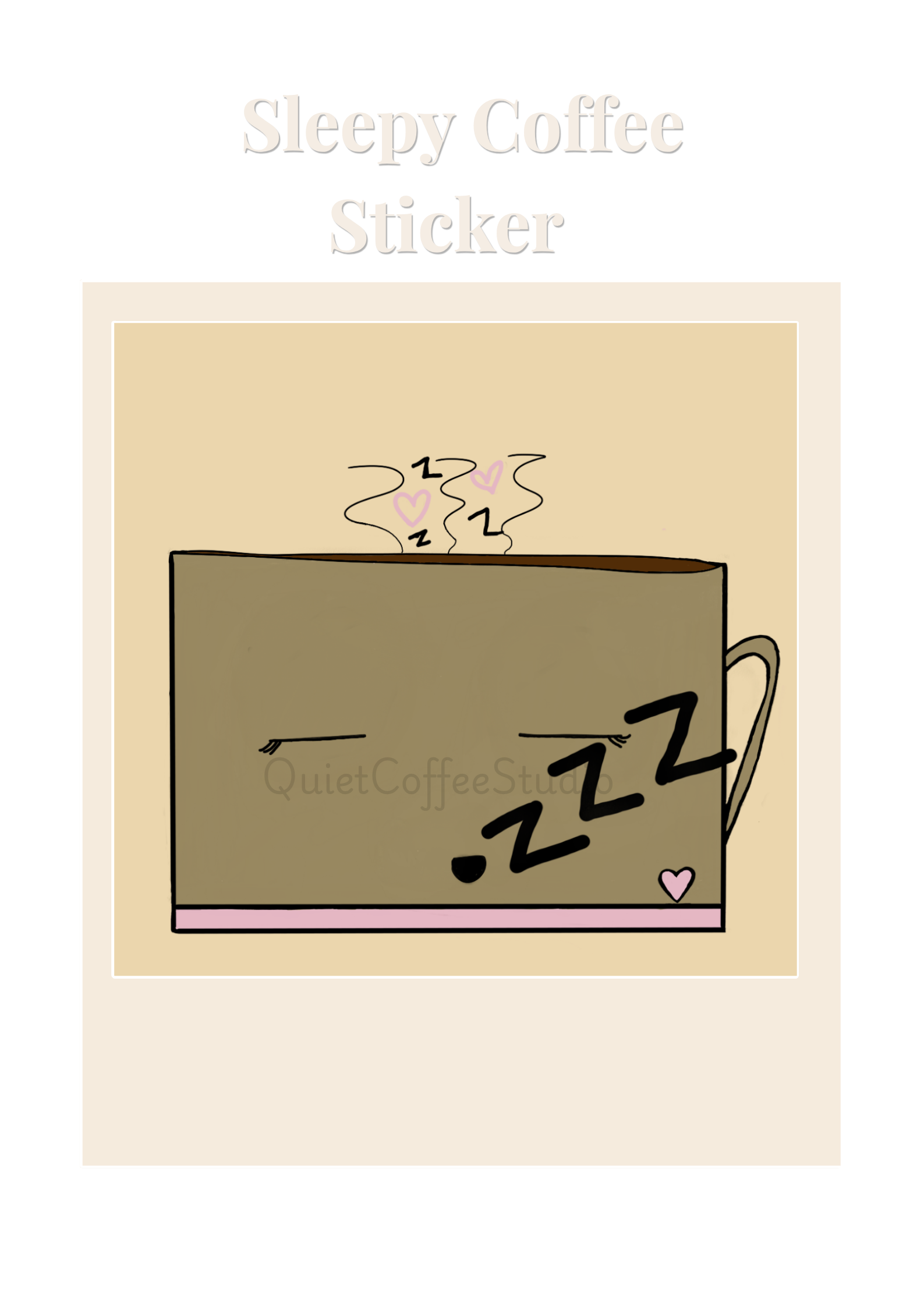 Sleepy Coffee Sticker (Digital Download) | Cute Cosy Aesthetic | Printable Sticker | Quiet Coffee Studio
