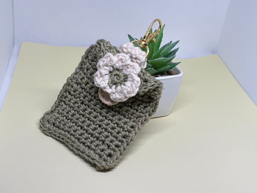 Crocheted AirPod Case with button and clasp | QuietCoffeeStudio