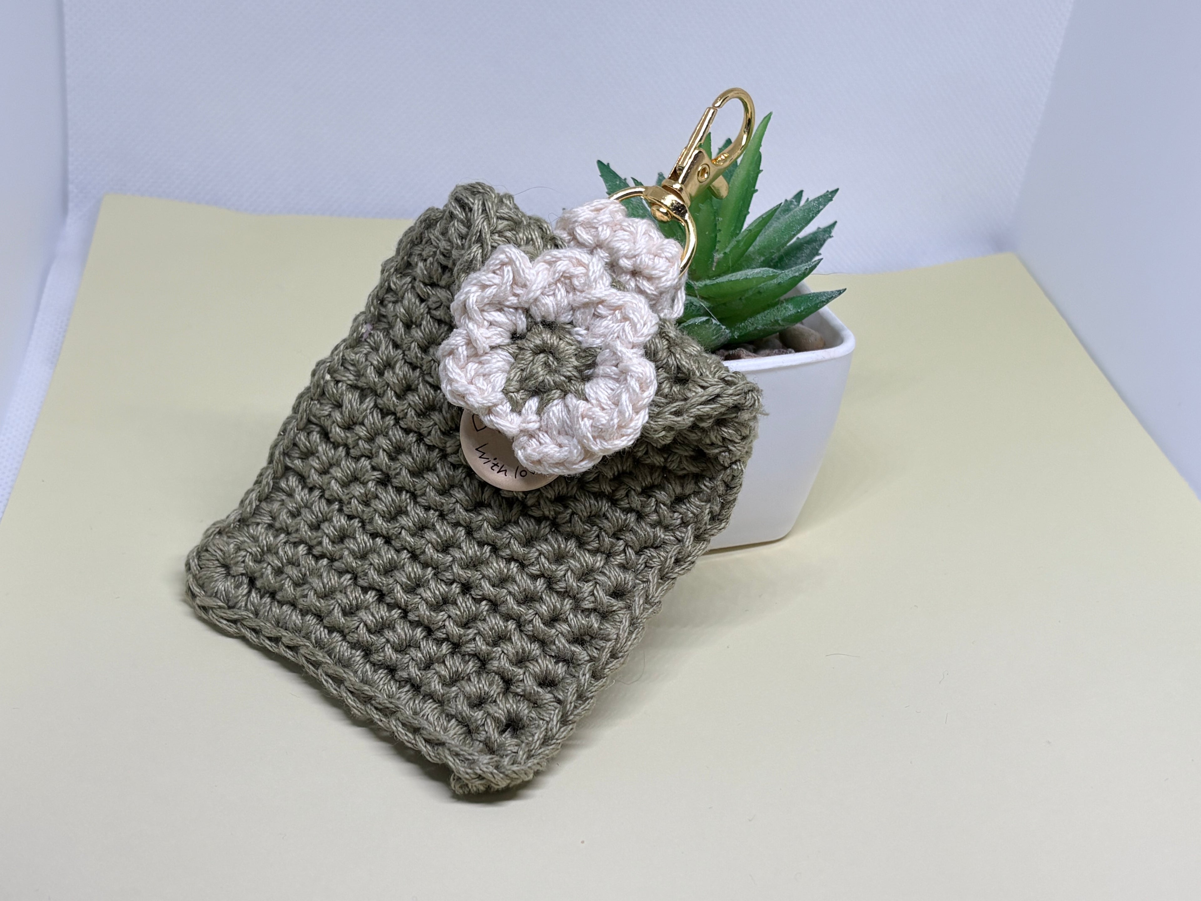 Crocheted AirPod Case with button and clasp | QuietCoffeeStudio