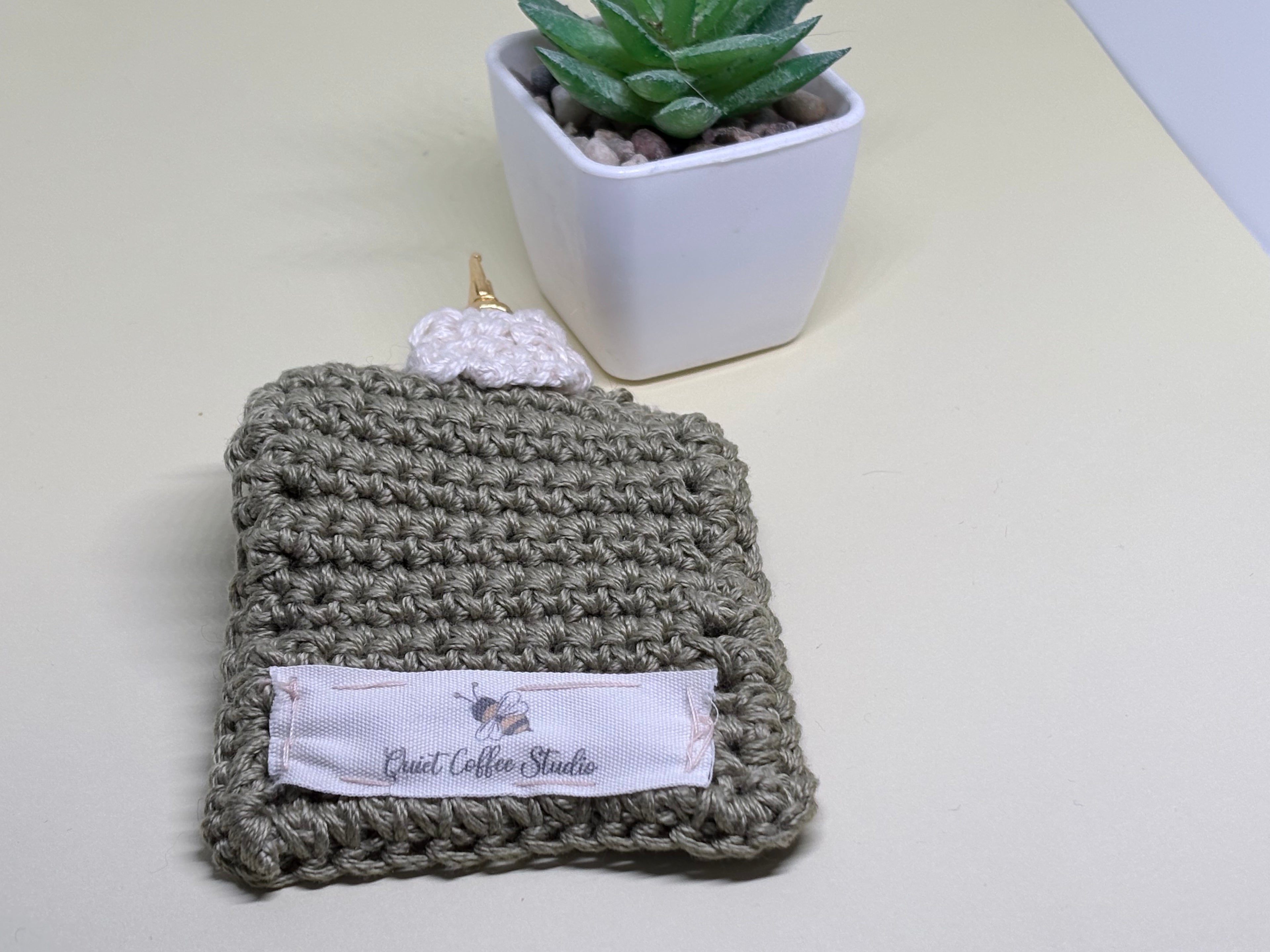 Crocheted AirPod Case with button and clasp | QuietCoffeeStudio