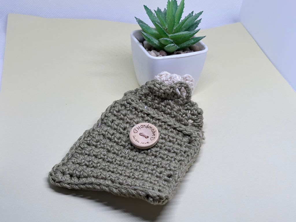 Crocheted AirPod Case with button and clasp | QuietCoffeeStudio