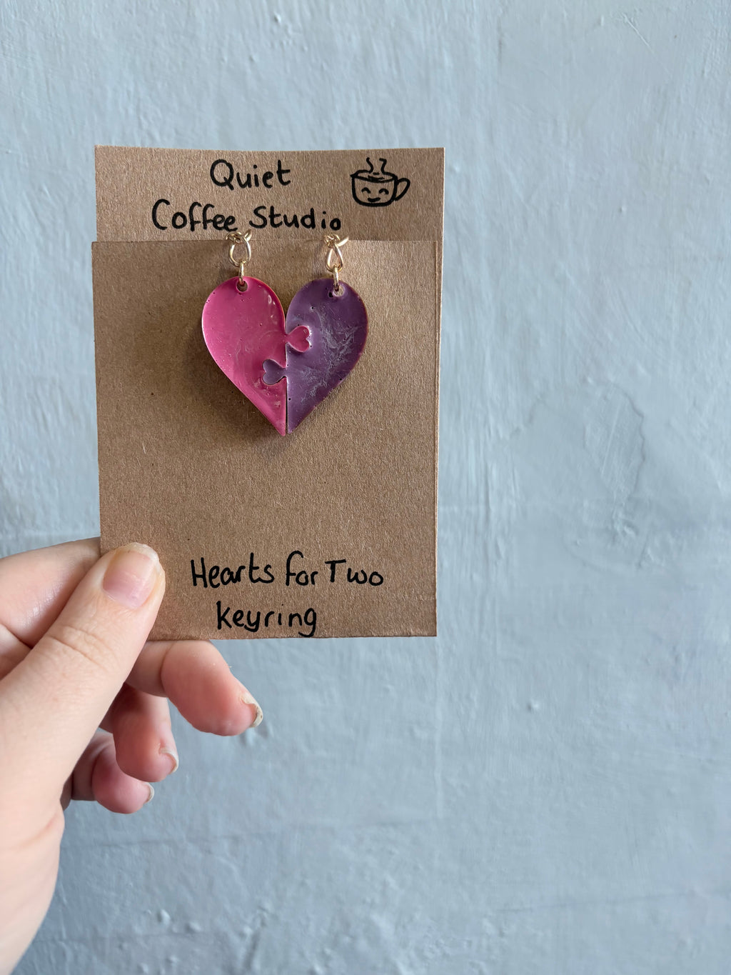 One Heart For Two Keyring Set | Quiet Coffee Studio