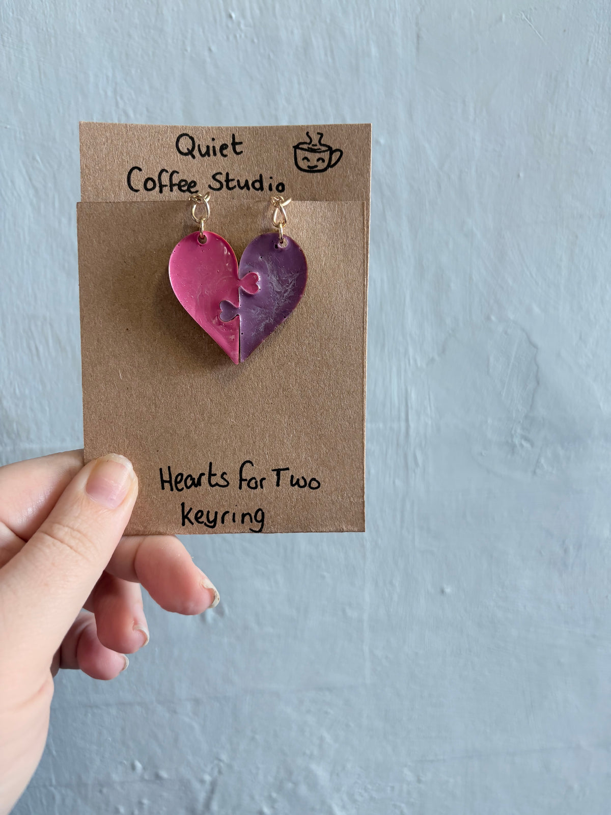 One Heart For Two Keyring Set | Quiet Coffee Studio