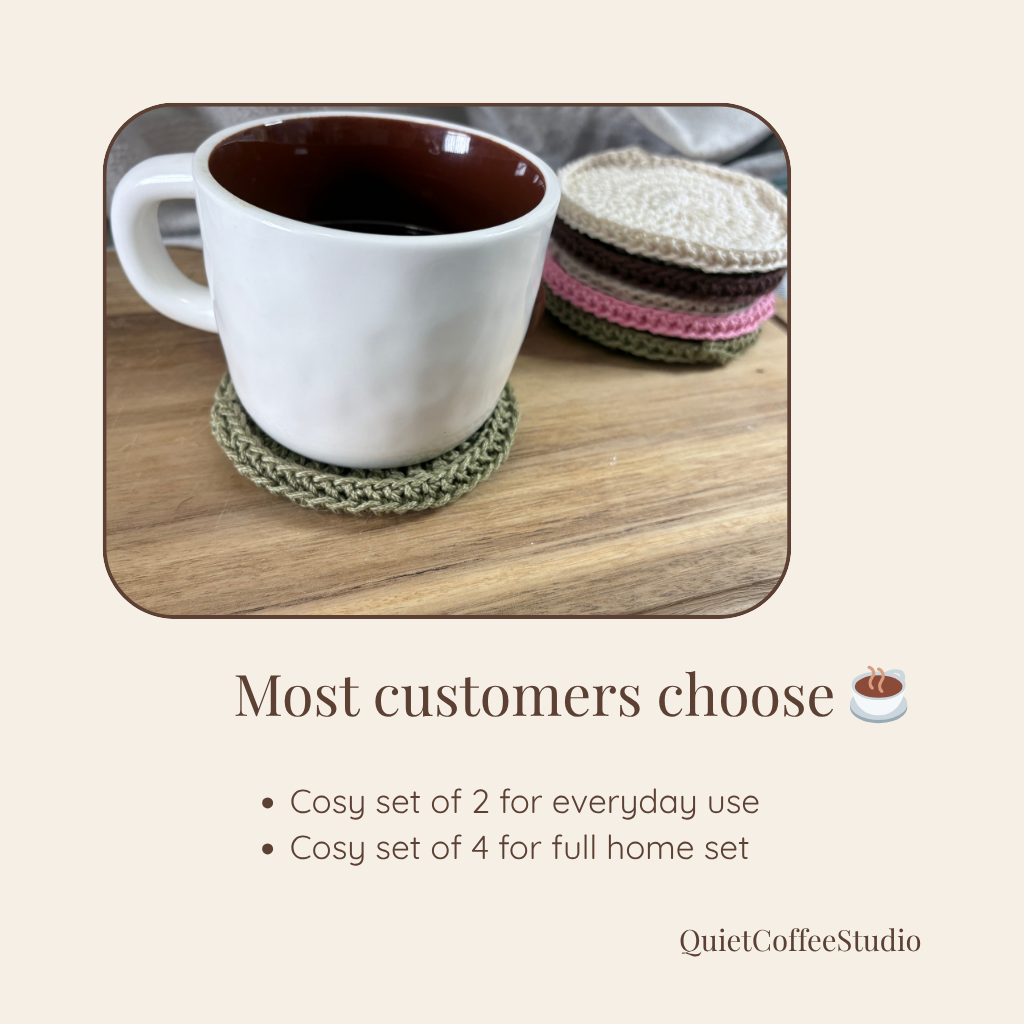 Coffee Bar Coaster Set | Handmade Crochet Mug Mats