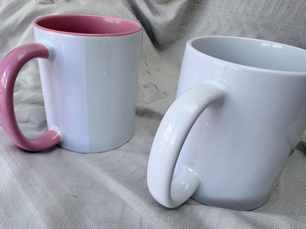 Heart Pink Ceramic Mug, Kawaii Coffee Cup, Cute Aesthetic Mug Gift for Her, White Interior Matcha Cup, Happy Face Coffee Lover Gift