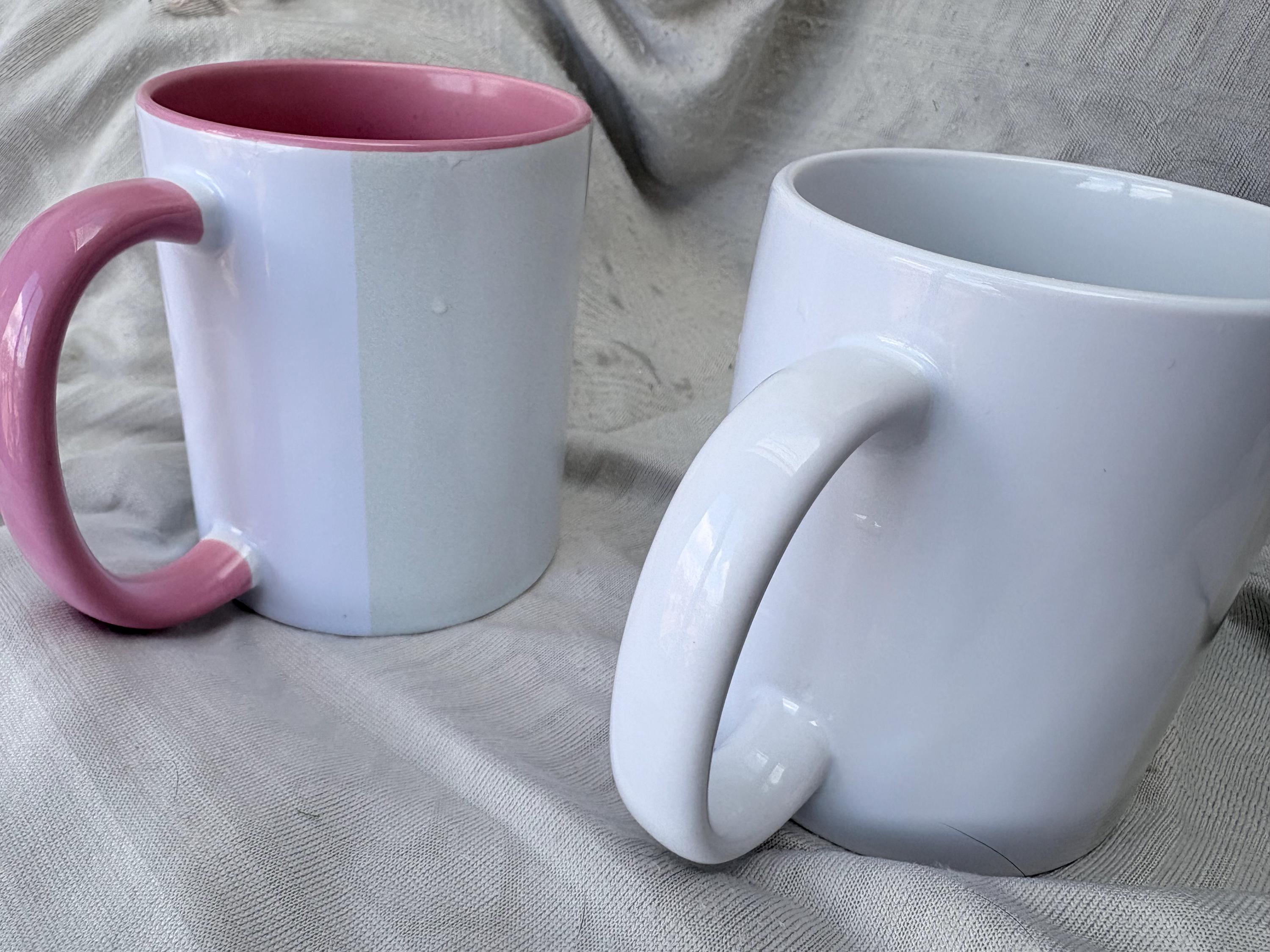 Heart Pink Ceramic Mug, Kawaii Coffee Cup, Cute Aesthetic Mug Gift for Her, White Interior Matcha Cup, Happy Face Coffee Lover Gift