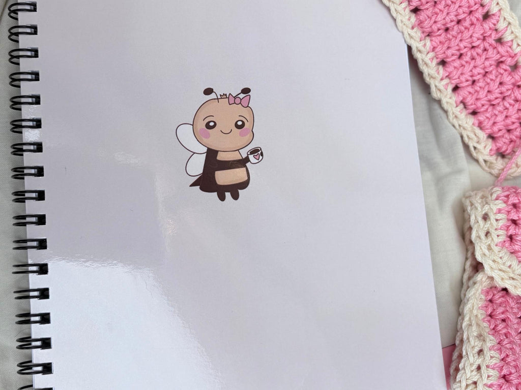 Coffee Bee Kawaii Notebook, Cute A5 Journal, Aesthetic Stationery Gift for Her, Cozy Cafe Study Notebook, Bee Lover Gift, Lined Journal