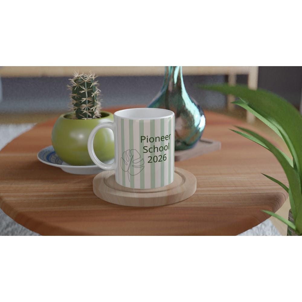 Pioneer School 2026 Mug Ceramic Coffee Mug Pioneer School Gift Bible Study Mug Christian Coffee Cup Green Striped Mug Keepsake Gift