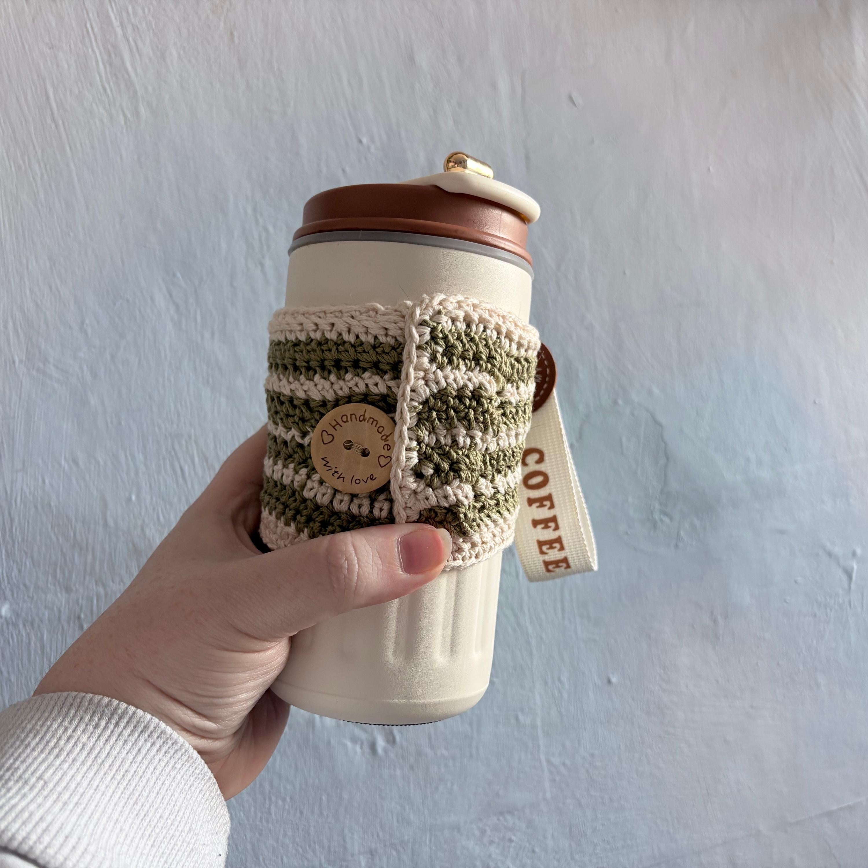 Crochet Coffee Mug Sleeve , Reusable Cup Cozy, Handmade Cotton Cup Warmer, Coffee Lover Gift, Cottagecore Kitchen, Eco Friendly Mug Cosy,
