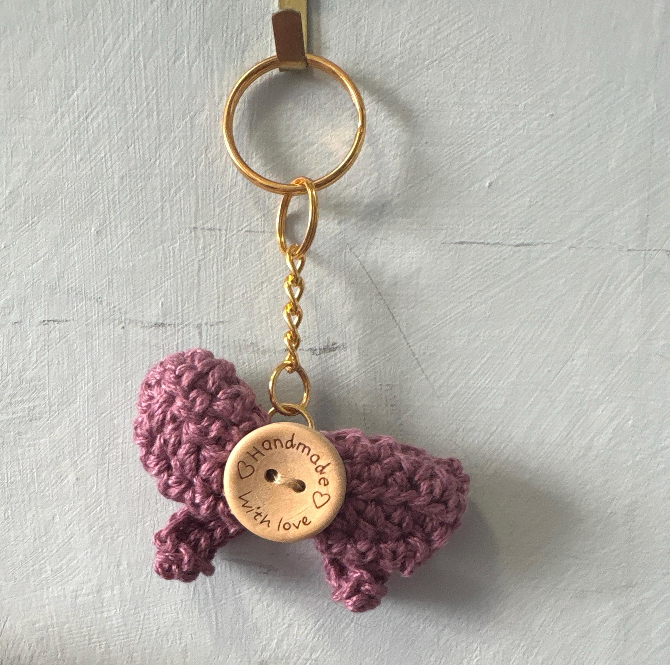 Crochet Bow Keyring Bag Charm, Handmade Cotton Gift for Her, Teacher Gift, Graduation Present