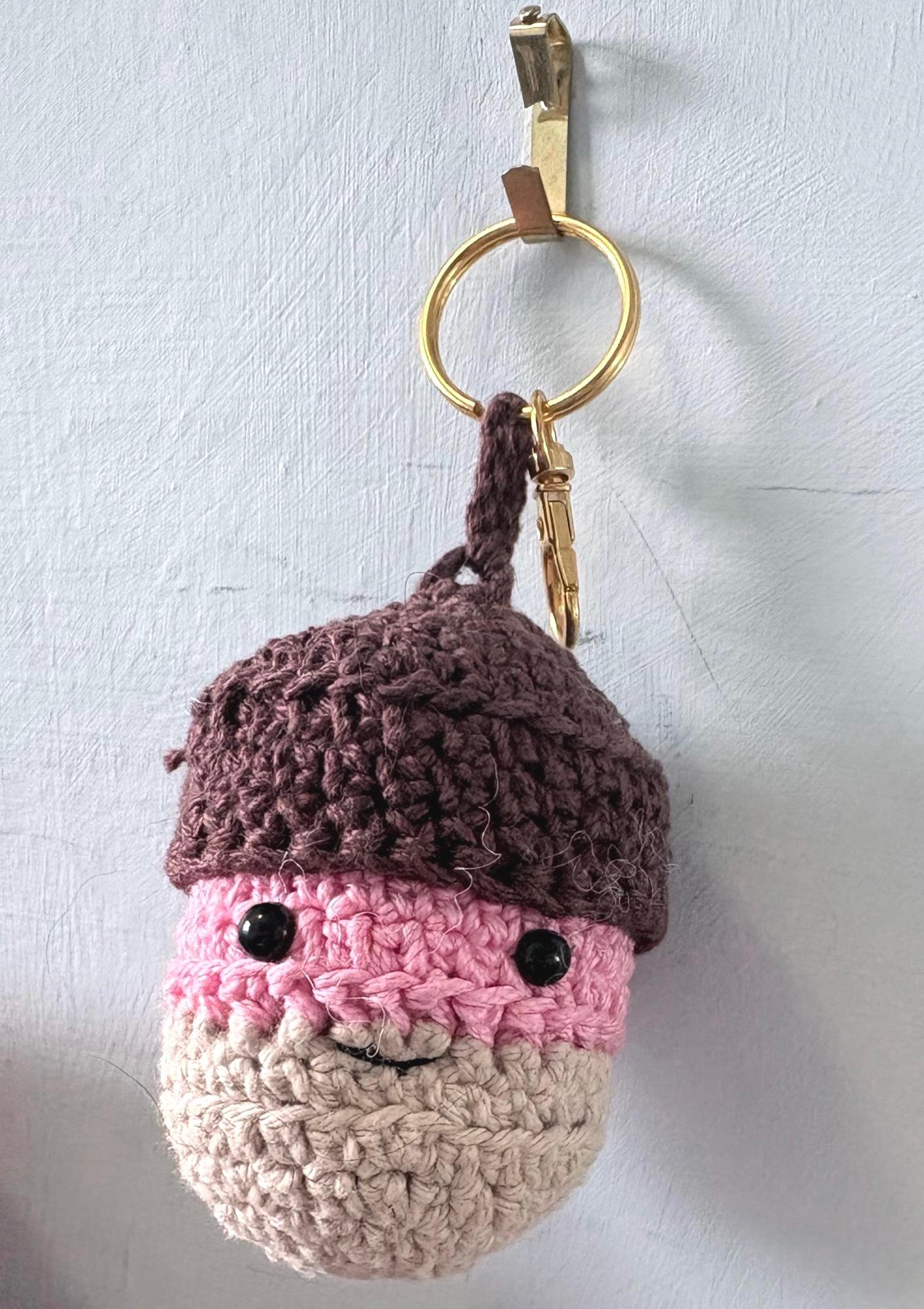 Crochet Bow Keyring Bag Charm, Handmade Cotton Gift for Her, Teacher Gift, Graduation Present