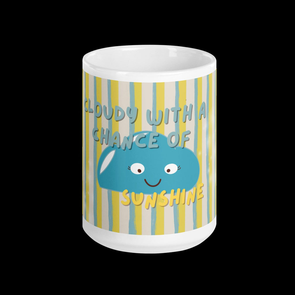 Cloudy with a Chance of Sunshine Mug, Cute Cloud Coffee Cup, Aesthetic Ceramic Mug, Positive Quote Gift for Her, Kawaii Coffee Mug
