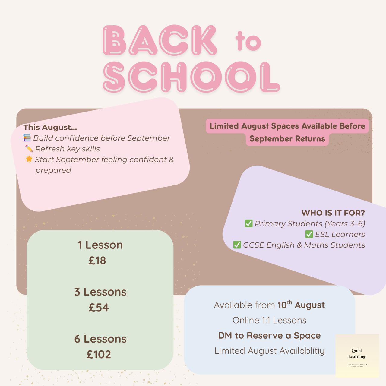 Back to School Tutoring Sessions | English, Maths & ESL Support
