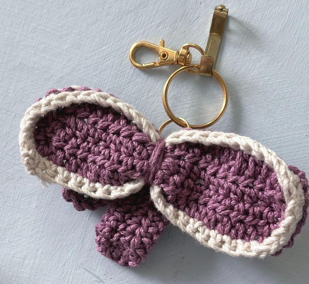 Crochet Bow Keyring Bag Charm, Handmade Cotton Gift for Her, Teacher Gift, Graduation Present