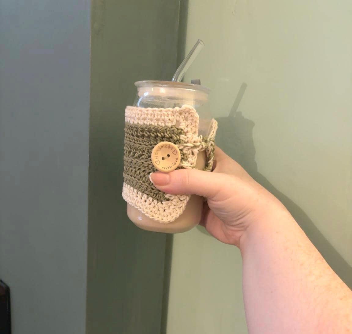 Crochet Coffee Cup Cozy, Reusable Mug Sleeve, Handmade Cotton Cup Warmer, Coffee Lover Gift, Cottagecore Kitchen, Eco Friendly Mug Cosy