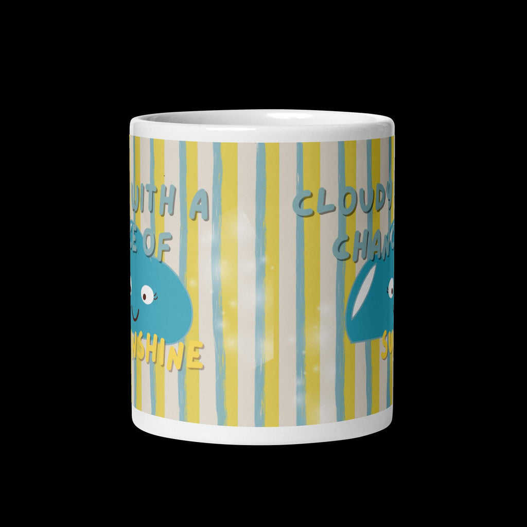 Cloudy with a Chance of Sunshine Mug, Cute Cloud Coffee Cup, Aesthetic Ceramic Mug, Positive Quote Gift for Her, Kawaii Coffee Mug