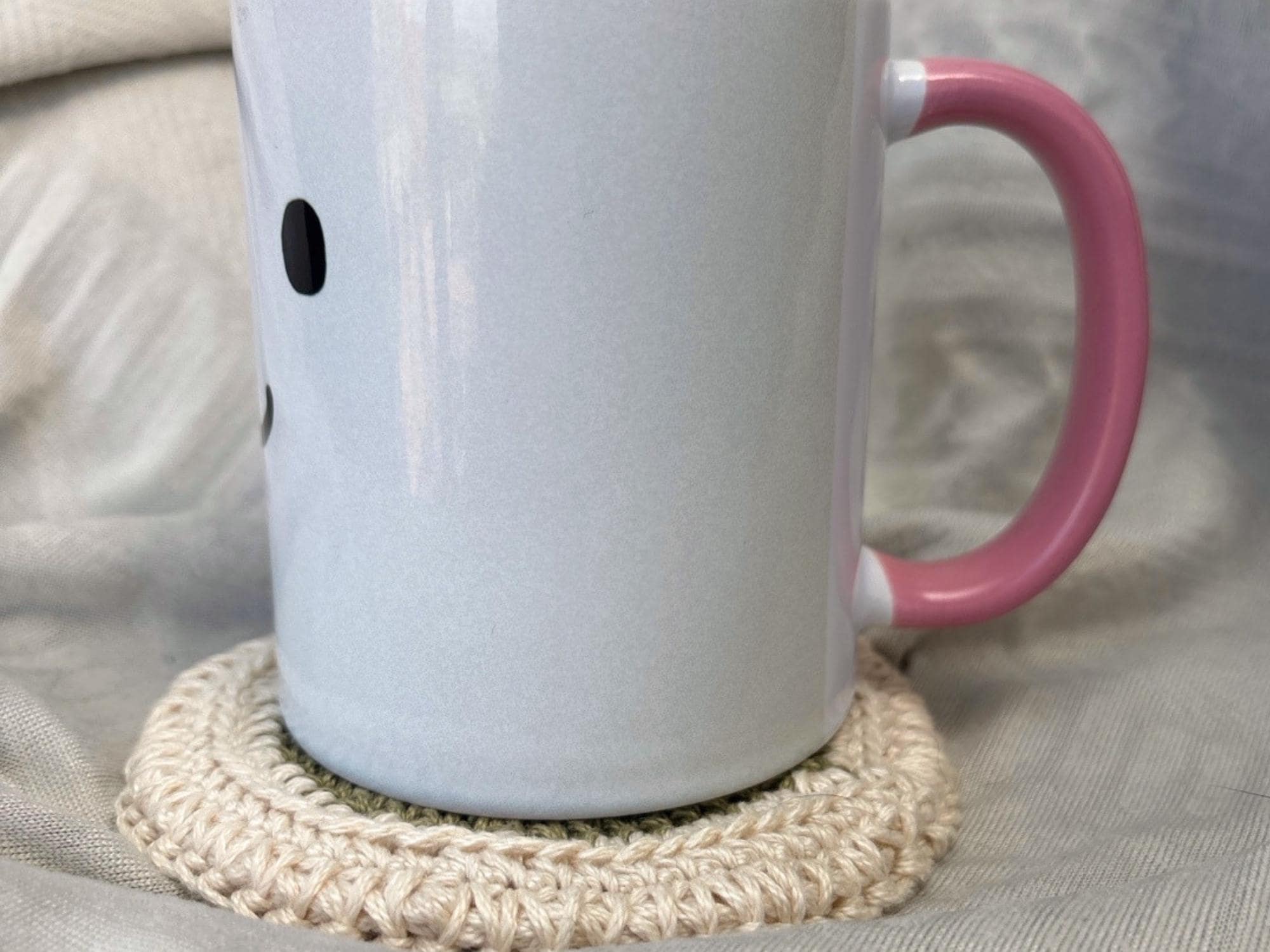 Crochet Coffee Lover Coaster, Self Care Gift Box for Her, Handmade Matcha Inspired, Hygge Slow Morning Kit, Cottagecore Cosy Gift